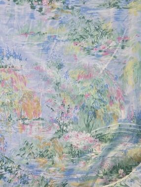 Vintage Springmaid Camille Scenic Watercolor Garden Bridge Twin Fitted Sheet